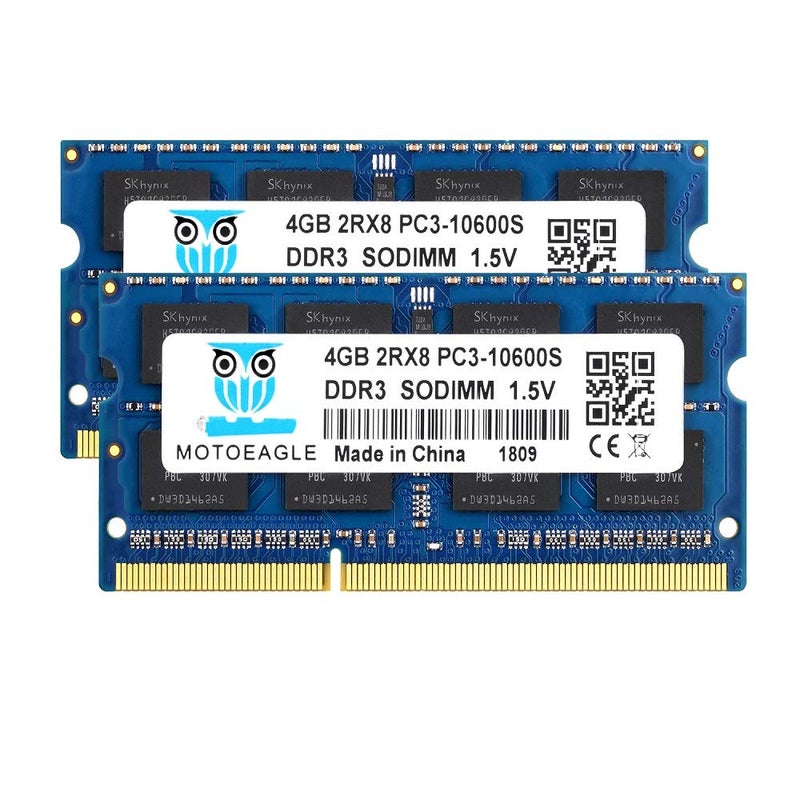 Motoeagle DDR3 1333MHz 8GB Kit (2x4GB) PC3-10600S 2Rx8 PC3 10600 SODIMM 204 Pin 1.5V Laptop Memory - Image 1